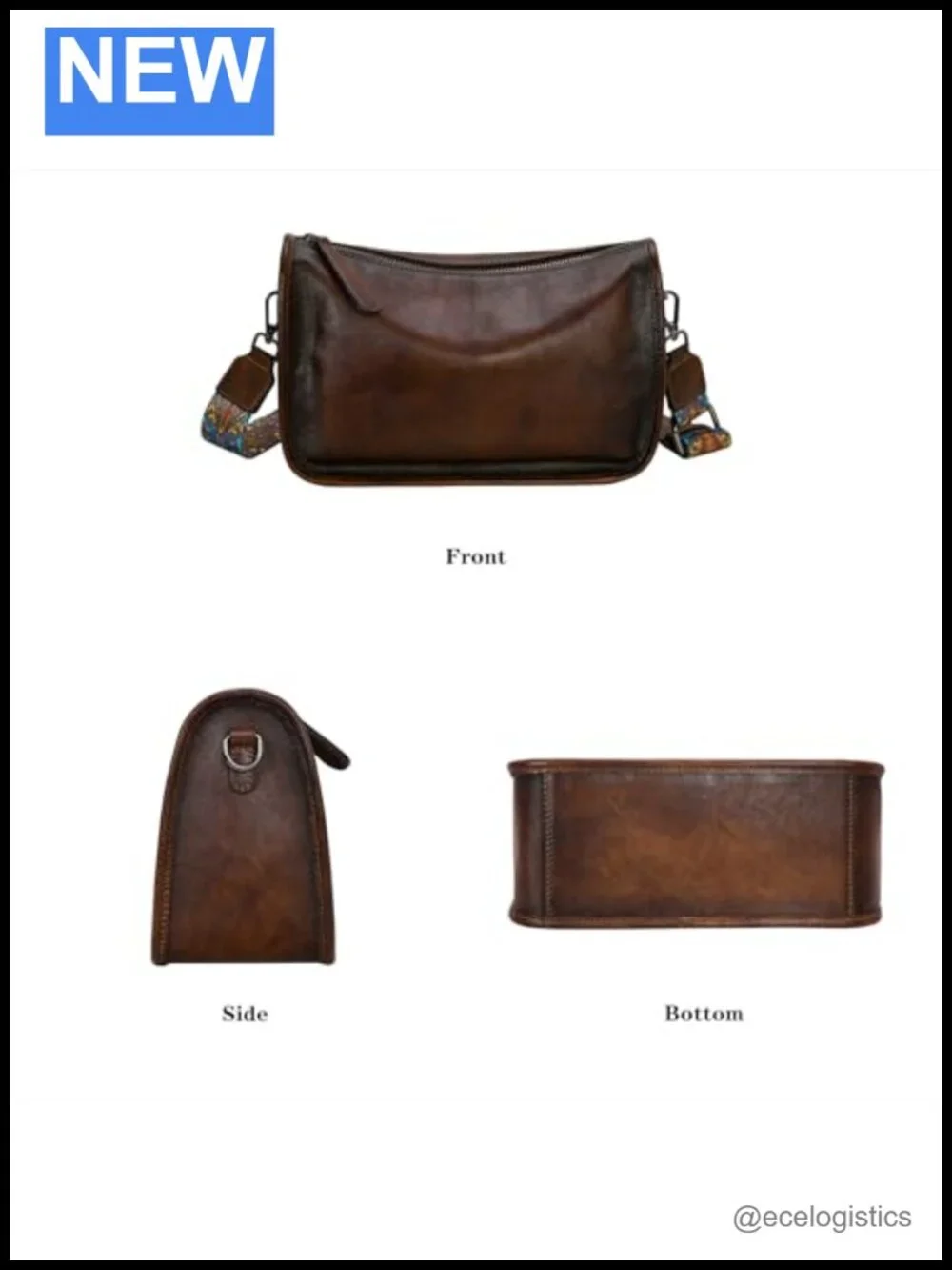Genuine Leather Crossbody Hobo Bag Women Adjustable 2 Straps Multi Pockets